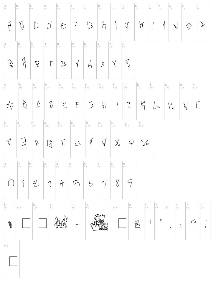 Real Breakerz font map